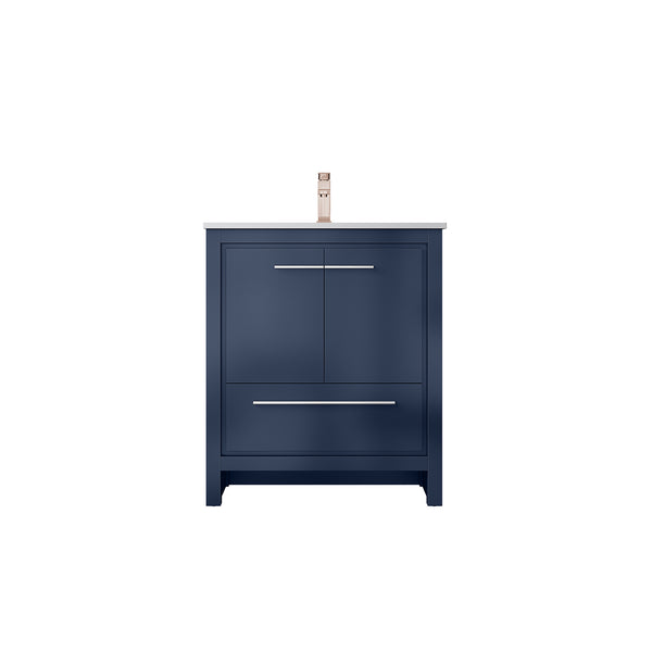 English Elm Navy Blue Bath Vanity With White Quartz Top & Rose Gold Faucet – Stylish Storage For Modern Bathrooms B2731P259293