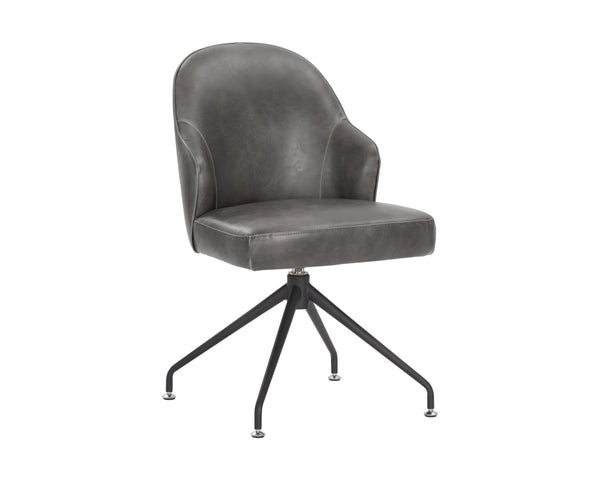 Sunpan Bretta Swivel Dining Chair - Stylish Performance Fabric with Durable Black Iron Base for Modern Spaces Overcast Grey