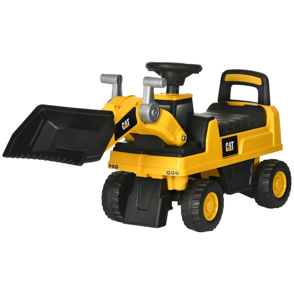 English Elm Aosom Cat Licensed Toddler Ride on Excavator Foot to Floor Digger with Working Shovel W2225P229091