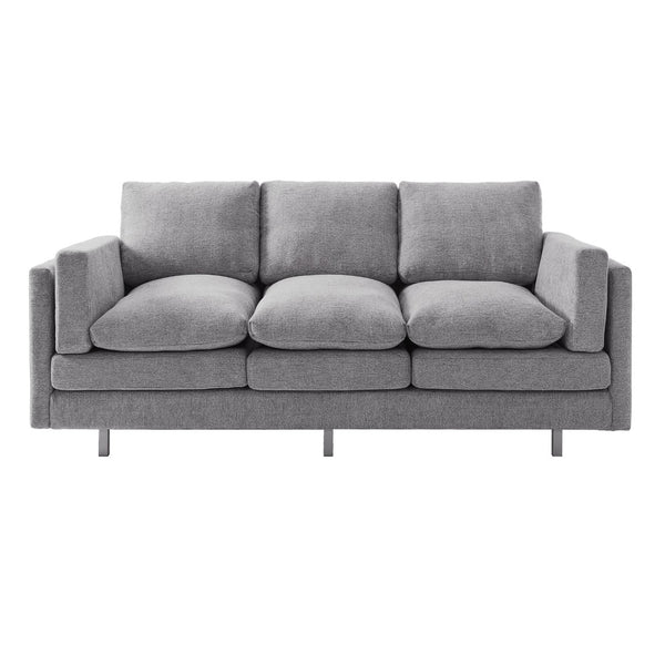 English Elm Modern Three Seat Chenille Sofa with Pocket Spring Cushions for Living Rooms Light Grey N763P351754R