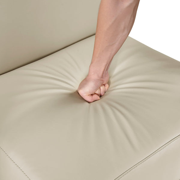 English Elm Leather Slipper Chair Top Grain Leather Upholstered Accent Seat High-Density Foam Durable Comfort Beige 29.5 L x 33.5 W x 26.75 H B011P315620