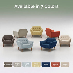JLA Home INK+IVY - Wide Sculptural Mid-Century Lounge Chair, 37" Wide Angled Silhouette, Hand-Tufted Durable Upholstery II110-0455