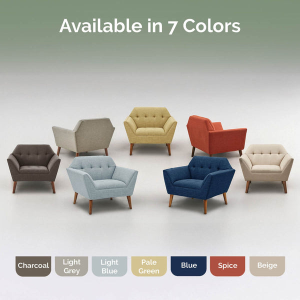 JLA Home INK+IVY - Wide Sculptural Mid-Century Lounge Chair, 37" Wide Angled Silhouette, Hand-Tufted Durable Upholstery II110-0455