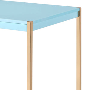English Elm Midriaks Modern Baby Blue Finish Writing Desk with USB Port, 40"L Sleek Metal Base, Durable Top Gold,Light Blue 48 L x 24 W x 5 H B2726P265742