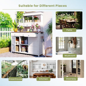 English Elm Topmax 65.7'' Tall Potting Bench With Hutch, Ergonomic Workstation & Ample Storage N717P229024K-GIGA