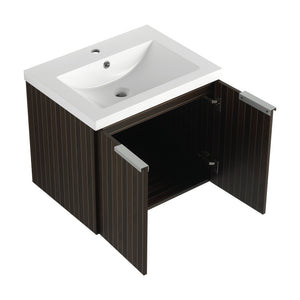 English Elm 60 Inch Soft Close Doors Bathroom Vanity Set With Stylish Resin Sink & Ample Storage Solutions W999S00260