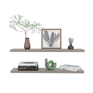 English Elm Ecco 47 Inch Floating Wall Shelves Set of 2 with Hidden Brackets for Modern Rooms B200P235855