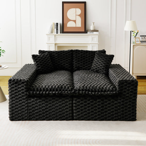 English Elm Luxury Turtle Velvet Multifunctional Sofa - Modular 4-Seat Design, Ergonomic Sponge Cushions, 400lbs Capacity, Stylish Living Room Centerpiece W3371S00035