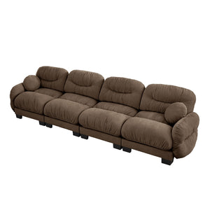 English Elm Pleated Chenille Modular Sofa with Ergonomic Foam Cushions and Sculptural Curved Armrests Brown W5656S00061