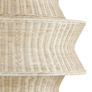 Phebe Chandelier - Elegant Coastal Design with Bleached Wicker Shade and Vanilla Finish for Homes