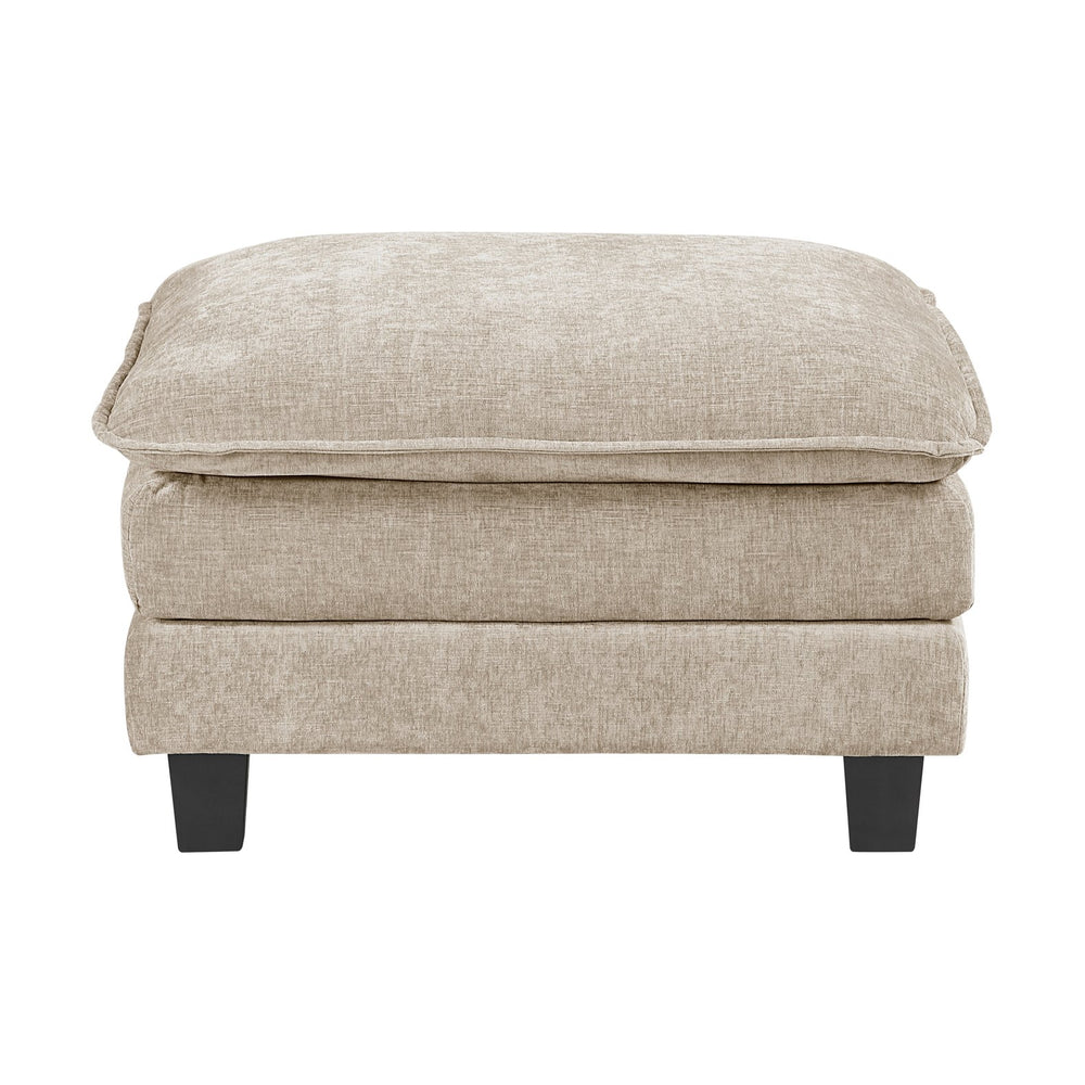 English Elm Modern Ottoman Taupe Chenille Upholstered 34"x26" Plush Foam & Pocket Coils Durable Plywood Frame, Black Feet B011P351977