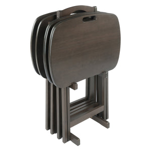 Winsome Wood Lucca 5-piece Folding Snack Table Set - Elegant Oyster Gray For Easy Entertaining & Compact Storage Oyster Gray Solid Wood 16577-winsome-wood