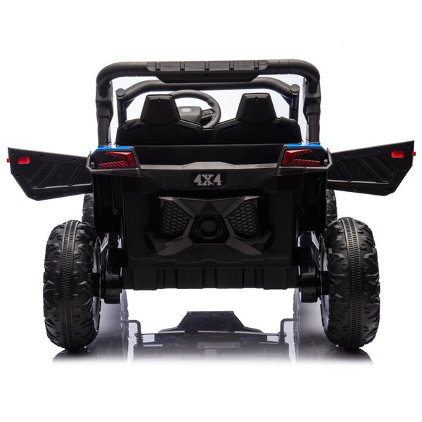 English Elm 24v Two Seat Kids Electric Utv with Parental Remote Suspension Off Road Ride On Blue W1578P184799