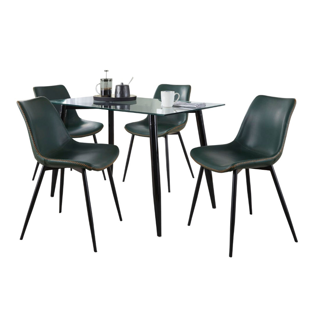 English Elm Claracontemporary 5 Piece Glass Top Dining Set with Retro Faux Leather Chairs B202S01419