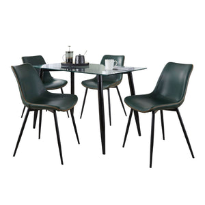 English Elm Claracontemporary 5 Piece Glass Top Dining Set with Retro Faux Leather Chairs B202S01419