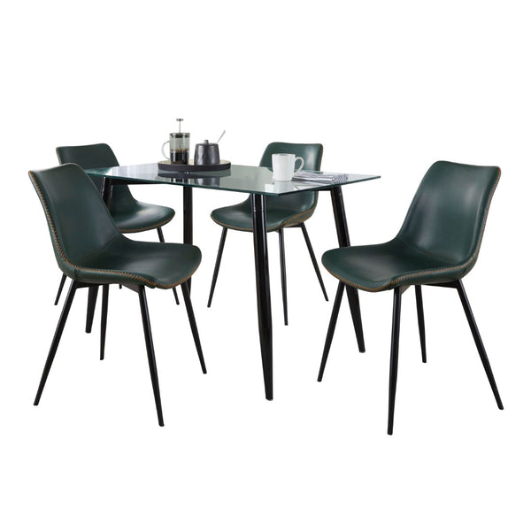 English Elm Claracontemporary 5 Piece Glass Top Dining Set with Retro Faux Leather Chairs B202S01419