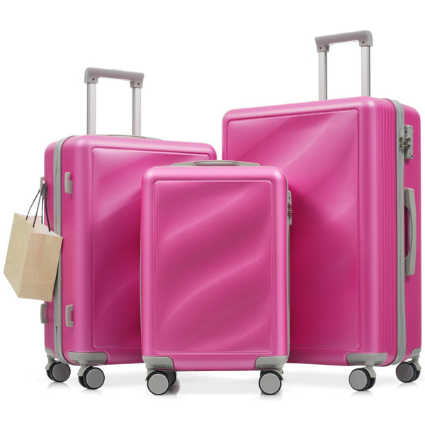 English Elm Luggage 3 Piece Hardshell Abs Set with Spinner Wheels Tsa Lock Travel Ready Pink N730P304620P