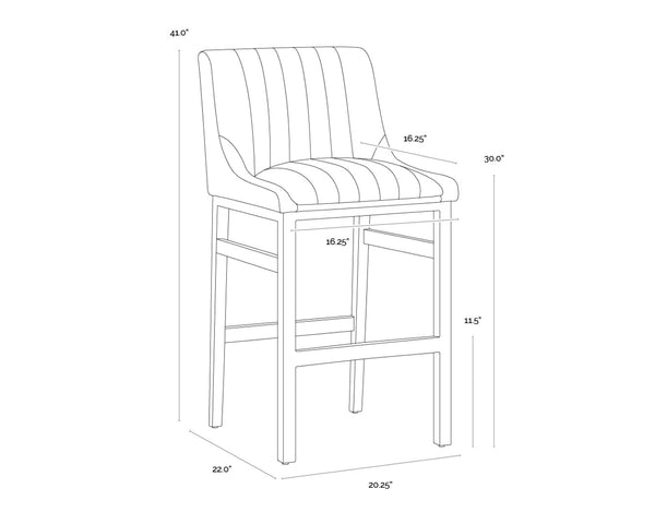 Sunpan HALDEN Barstool - Elevate Your Space with Durable Bravo Admiral Faux Leather and Rustic Bronze Frame Blue 112257