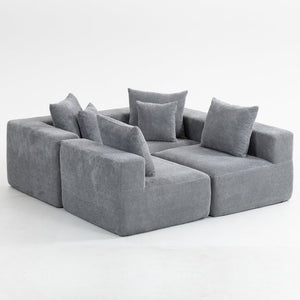 English Elm Modular Low Profile Sectional Sofa Plush Chenille Upholstery for Cozy Living Rooms W3326S00035