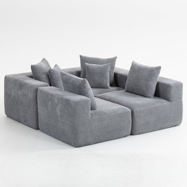 English Elm Modular Low Profile Sectional Sofa Plush Chenille Upholstery for Cozy Living Rooms W3326S00035