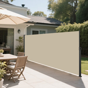 English Elm 138" Retractable Balcony Privacy Screen Polyester Fabric Rust Proof Outdoor Shade W419P416330