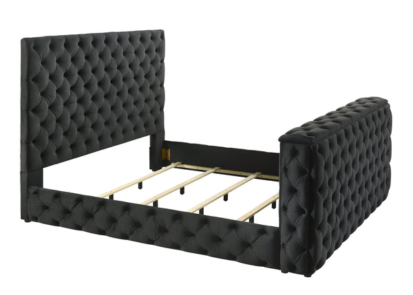 English Elm Luxurious Queen Bed Nightstand Set - Deeply Tufted Velvet Upholstery With Integrated Tv Lift 3Pc Set B2741S00124