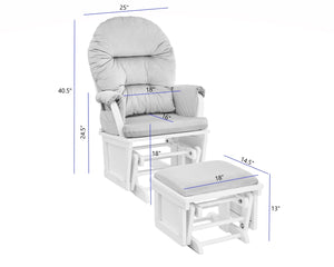 English Elm Madison Glider Ottoman Set Plush Upholstered Nursery Chair with Ball Bearing Smooth Glide White B02263779