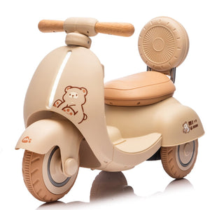 English Elm 12v Kids Electric Tricycle Toddler Ride on Scooter Wooden Handle Parental Remote Control Beige W1578P381432