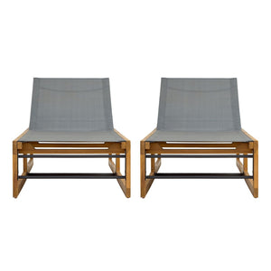 English Elm Mia Outdoor Acacia Wood Chaise Lounge with Breathable Mesh for Pool Deck or Patio N776P301495D
