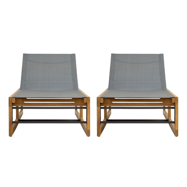 English Elm Mia Outdoor Acacia Wood Chaise Lounge with Breathable Mesh for Pool Deck or Patio N776P301495D