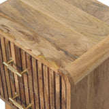 English Elm Solid Wood T-Bar Ridged Nightstand