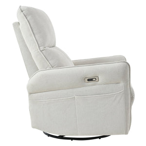 English Elm 270° 270° Power Swivel Recliner Chair with USB Ports, 30° Rocking, 95–150° Recline for Small Spaces Light Gray W1028S00041