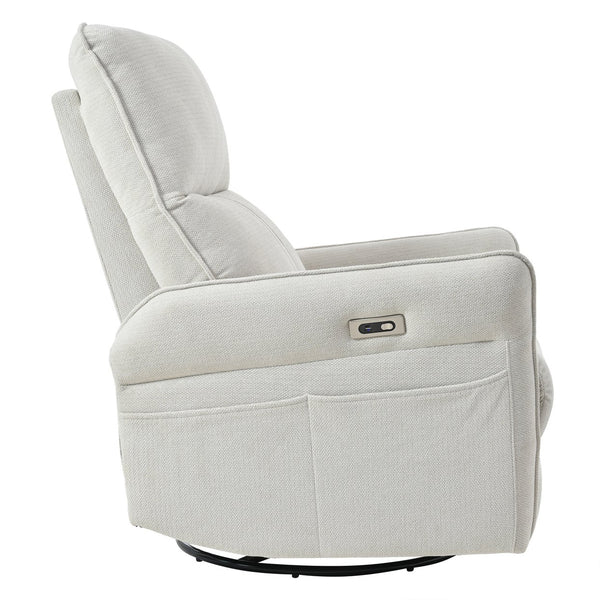 English Elm 270° 270° Power Swivel Recliner Chair with USB Ports, 30° Rocking, 95–150° Recline for Small Spaces Light Gray W1028S00041