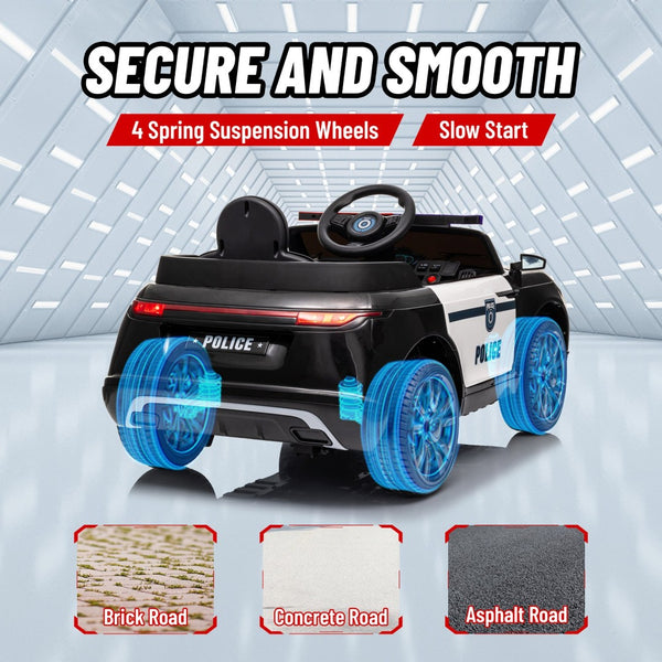 English Elm Qaba 12v Kids Police Ride on Car with Dual Motors Spring Suspension Parent Remote W2225P249904