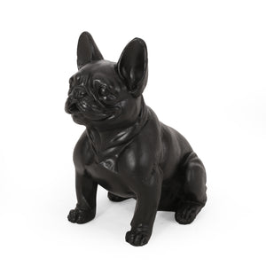 English Elm Christopher Knight Home® - DOG French Bulldog Garden Sculpture Cast Stone Outdoor Accent with Antique Wash, Durable Charm Black 70293.00BLK