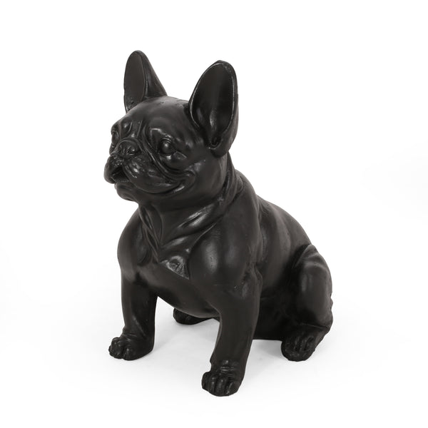 English Elm Christopher Knight Home® - DOG French Bulldog Garden Sculpture Cast Stone Outdoor Accent with Antique Wash, Durable Charm Black 70293.00BLK