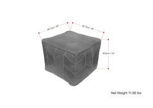 English Elm Morden Genuine Leather Square Pouf in Brown – Chevron Pattern, Durable Polystyrene Fill, Versatile Seating & Footstool B136P252629