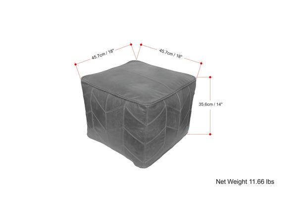 English Elm Morden Genuine Leather Square Pouf in Brown – Chevron Pattern, Durable Polystyrene Fill, Versatile Seating & Footstool B136P252629