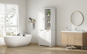 English Elm [video] Freestanding 68 Inch Tall Storage Cabinet with Tilt Out Hampers and Soft Close Door White N759S427900K