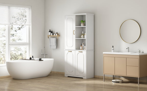 English Elm [video] Freestanding 68 Inch Tall Storage Cabinet with Tilt Out Hampers and Soft Close Door White N759S427900K