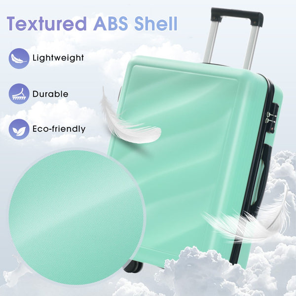 English Elm Luggage Set Three Piece Hard Shell Abs Suitcases with Spinner Wheels Tsa Lock Travel Green N730P304620F
