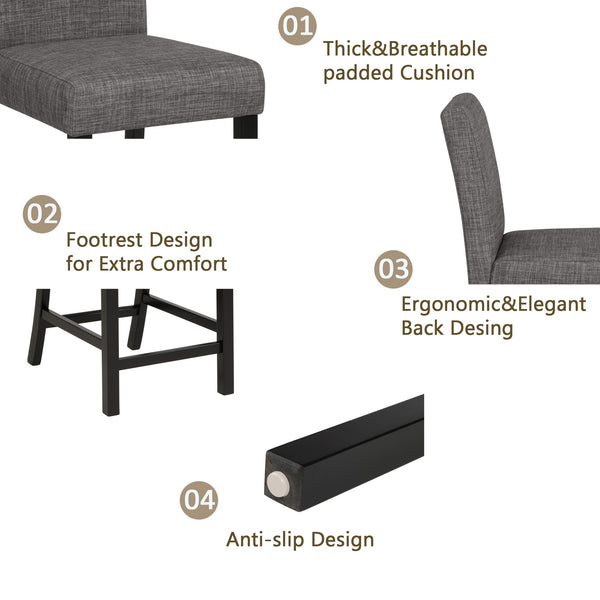 English Elm 5-Piece Counter Height Table Set With 4 Chairs - Stylish Light Grey & Black Design For Modern Dining W1998P195205