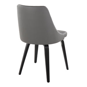 English Elm Marche Contemporary Accent Chairs Set Of 2 - Stylish Grey Faux Leather With Black Wood Legs For Dining B202S01251