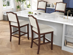 English Elm Counter Height Rubberwood Barstools Set of 2 Upholstered Seats for Kitchen Island Cherry N752P377070C