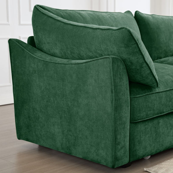 English Elm Sofa Sectional Left Facing Chenille Crescent Silhouette with Hidden Storage Modern Nordic Green W3041P293496