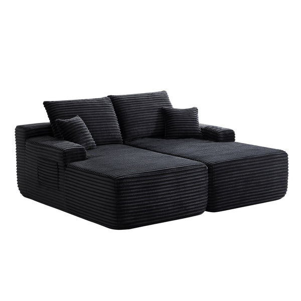 English Elm 75" Cloud Sectional with Double Chaise Deep Seat Plush Upholstered Modern Lounge Sofa W3975S00057