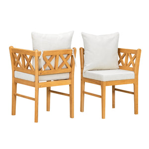 English Elm Farmhouse Solid Rubberwood Dining Chairs Set of 2 with Breathable Rattan Weave — Quiet Luxury Design Natural,White N842P294503A