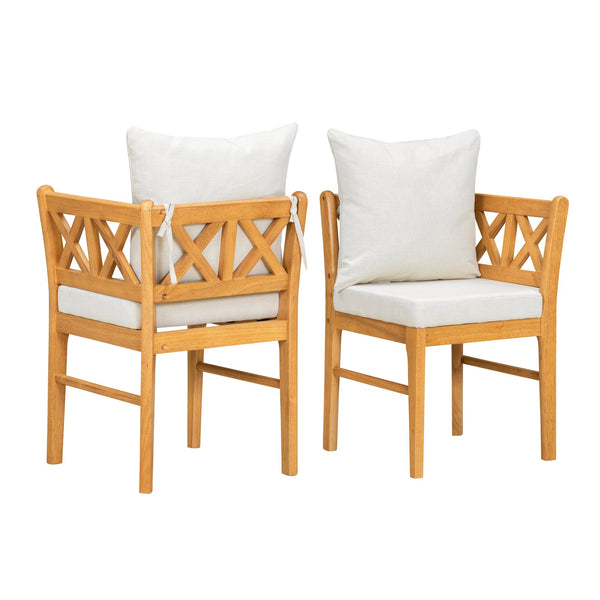 English Elm Farmhouse Solid Rubberwood Dining Chairs Set of 2 with Breathable Rattan Weave — Quiet Luxury Design Natural,White N842P294503A