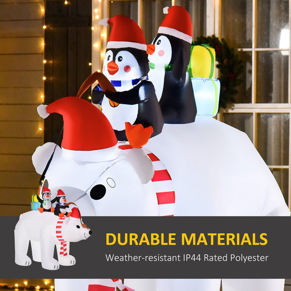 English Elm Homcom 7 Ft Inflatable Polar Bear & Penguins - Led Lighted Holiday Yard Decoration For Festive Cheer W2225P229401