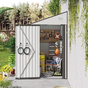 English Elm Campcraft Metal Storage Shed with Sloped Roof Ventilation and Weather Resistant Steel Panels White W1598S00047